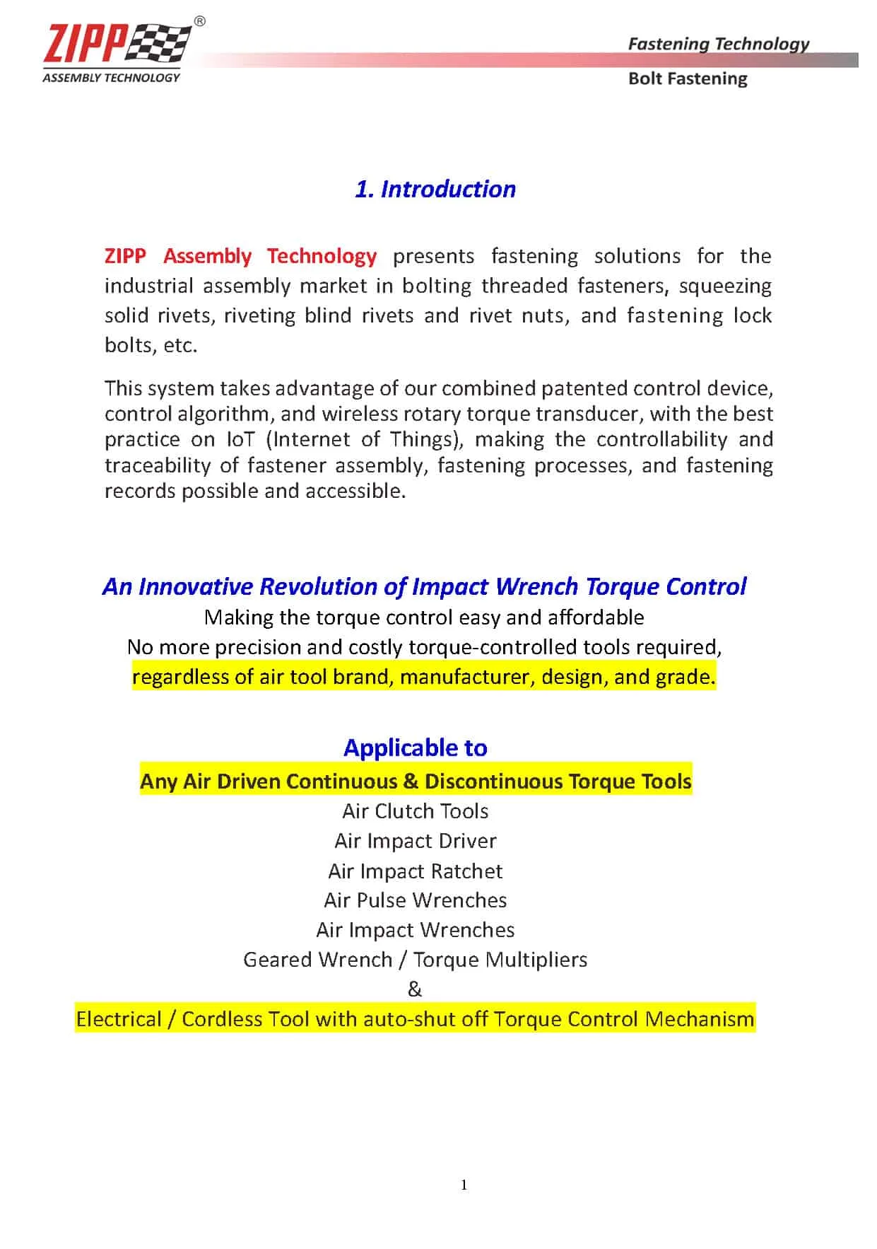 ZIPPTORK Introduzione alla tecnologia di imbullonatura